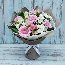 Букет цветов из:  Герберы, Альстромерии и Хризантемы в Комсомольском Воронежской области