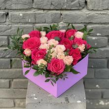 Цветочная композиция из Розы в коробке в Комсомольском Воронежской области