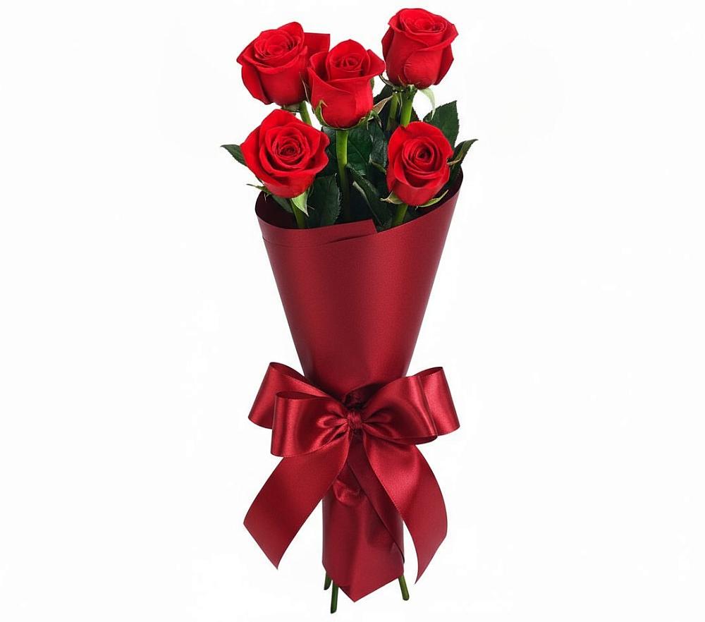 Букет 5 Красных роз Эдлесс Лав в Комсомольском Воронежской области