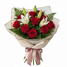Букет цветов из:  Лилии и Розы в Комсомольском Воронежской области