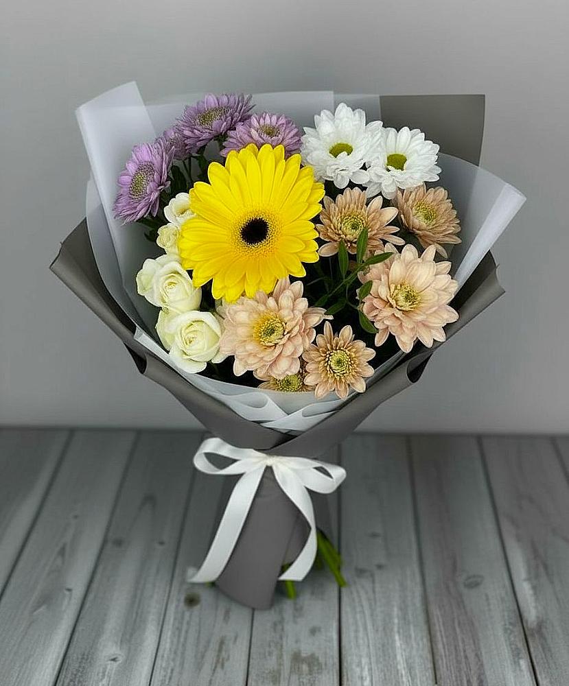 Букет цветов из: Розы, Герберы и Хризантемы в Комсомольском Воронежской области