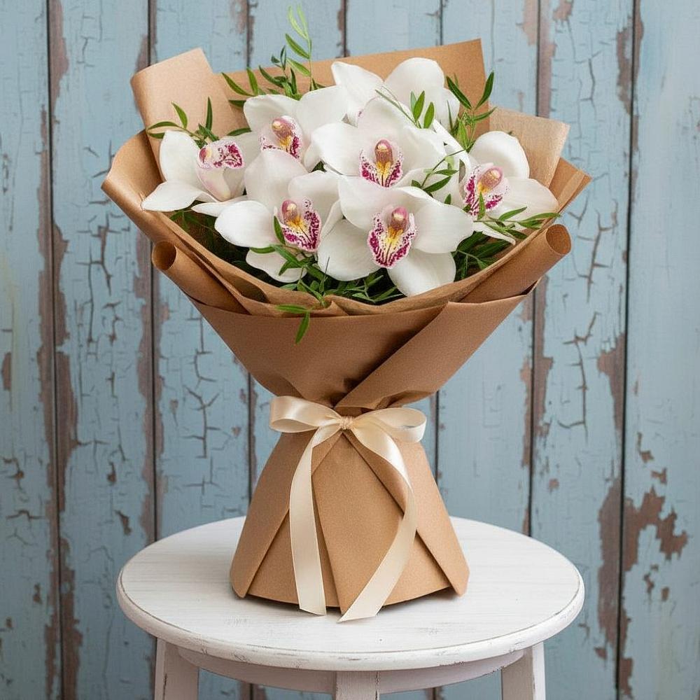 Букет цветов из: Орхидеи и Розы в Комсомольском Воронежской области