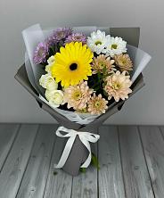 Букет цветов из:  Розы, Герберы и Хризантемы в Комсомольском Воронежской области