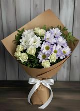 Букет цветов из:  Хризантемы и Розы в Комсомольском Воронежской области