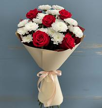 Букет цветов из:  Розы и Хризантемы в Комсомольском Воронежской области