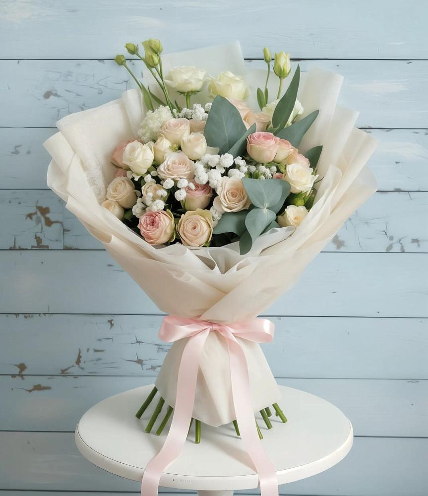 Букет цветов из: Розы и Лизиантусы в Комсомольском Воронежской области