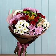 Букет цветов из:  Розы, Хризантемы и Альстромерии в Комсомольском Воронежской области