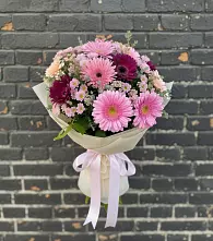 Букет цветов из:  Герберы и Хризантемы в Комсомольском Воронежской области