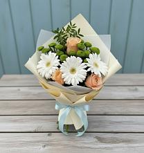 Букет цветов из:  Герберы, Розы и Хризантемы #REPLACE_PRED# Комсомольском Воронежской области