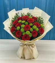 Букет цветов из:  Розы и Хризантемы в Комсомольском Воронежской области