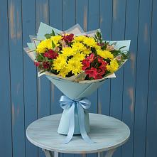 Букет цветов из:  Альстромерии и Хризантемы в Комсомольском Воронежской области