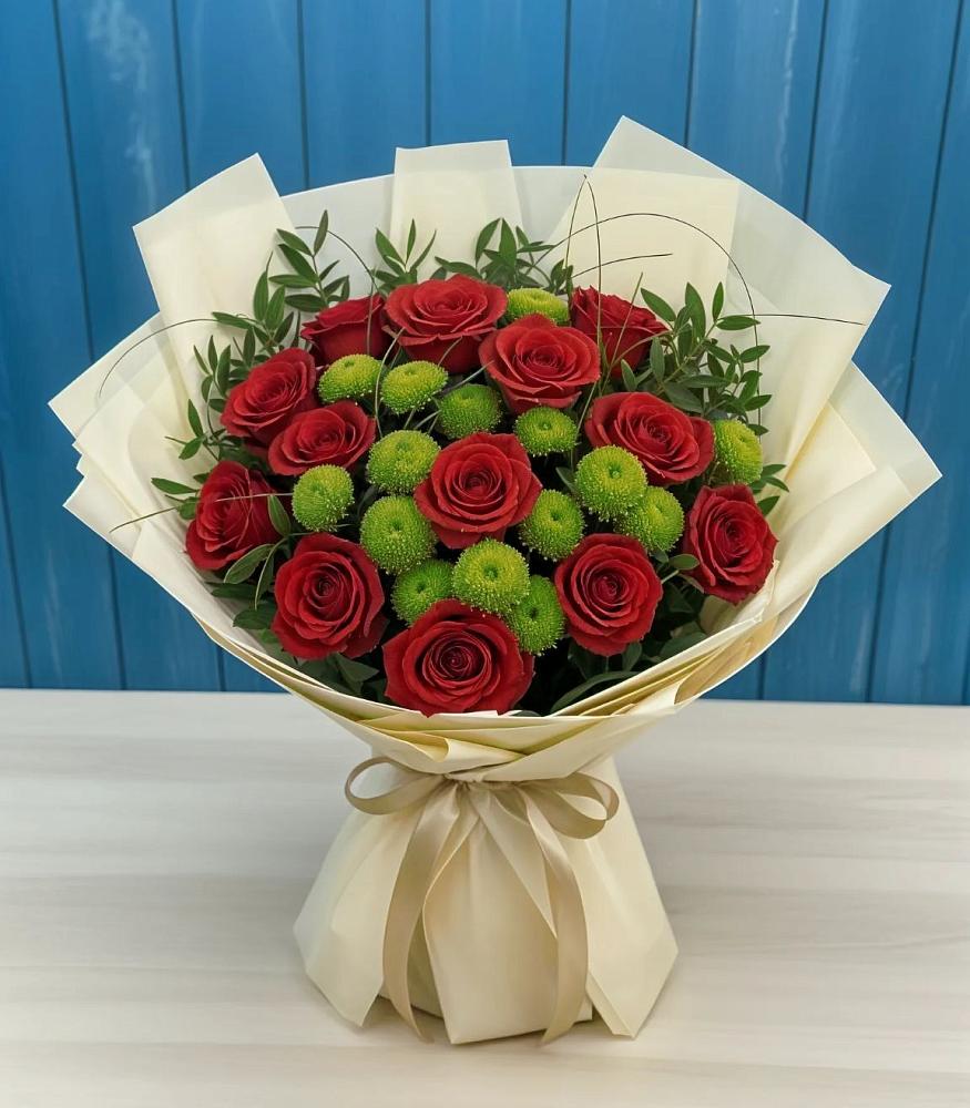 Букет цветов из: Розы и Хризантемы в Комсомольском Воронежской области